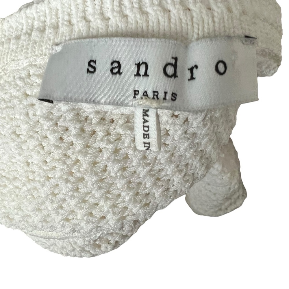 SANDRO Open Knit Fringe Sweater Sz L - Picture 7 of 9